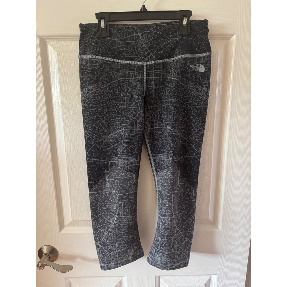 The North Face Leggings Womens Size Medium Black Grey FlashDry Crop Geometric‎
